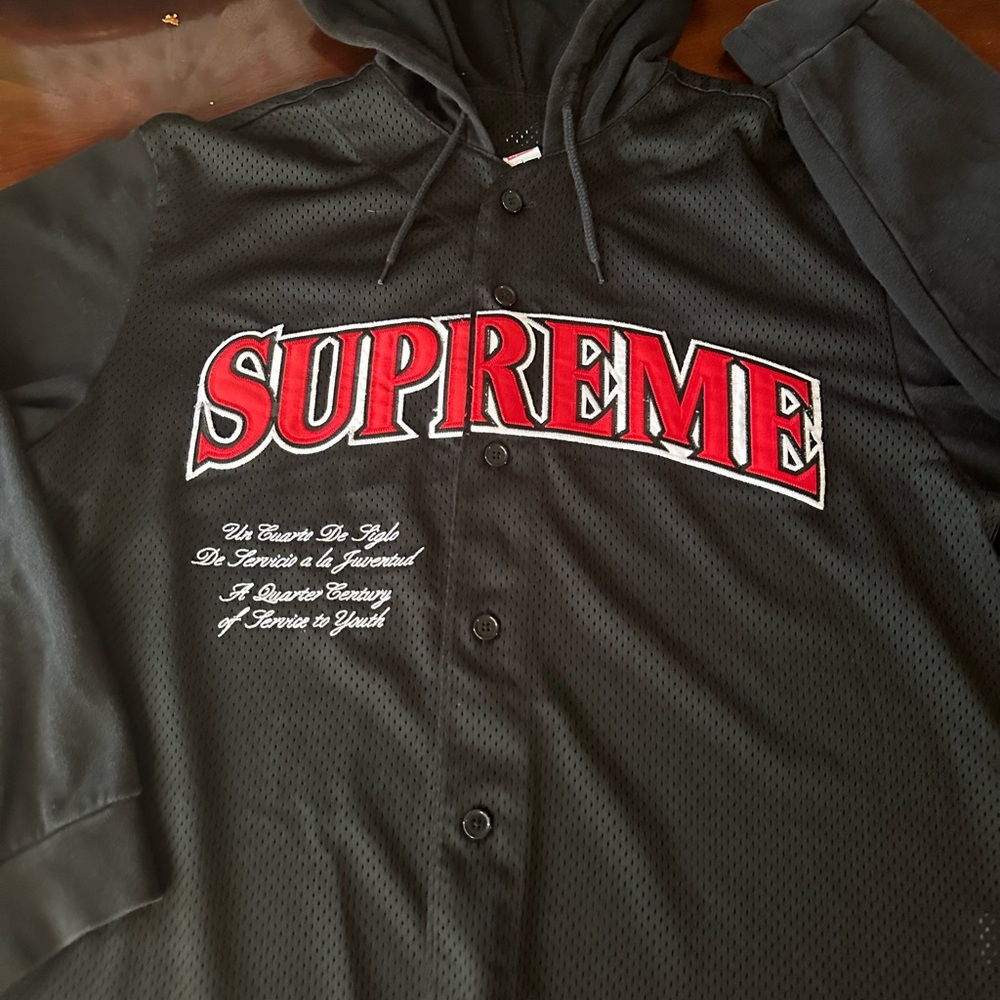 Supreme Mesh Hooded Baseball Jersey